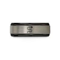 unique rings for him – black & gray tungsten dotted travel path wedding band