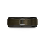personalized rings for couples – gunmetal & black tungsten prison bars icon wedding band