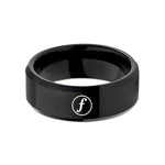 personalized ring for wife – black tungsten forte f circle wedding band