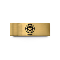special anniversary rings ideas – gold tungsten globe heart wedding band