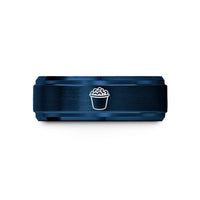 engraved ring for couples – blue tungsten mac cheese cup wedding band