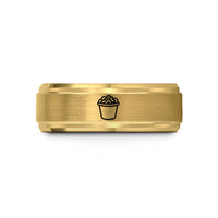engraved ring for couples – gold tungsten mac cheese cup wedding band