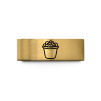engraved ring for couples – gold tungsten mac cheese cup wedding band