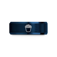 personalized jewelry for wife – rose gold & blue tungsten mac cheese cup wedding band