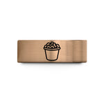 custom anniversary ring present – rose gold & blue tungsten mac cheese cup wedding band