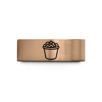 custom anniversary ring present – rose gold & blue tungsten mac cheese cup wedding band