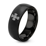 Wedding Gift Anniversary for Wife – black tungsten marquesan cross ring