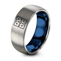 Wedding Gift Anniversary for Wife – blue & grey tungsten soccer formation ring