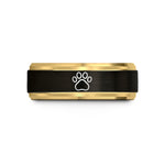 tungsten couples ring set – black & gold tungsten cat paw wedding band
