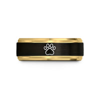 tungsten couples ring set – black & gold tungsten cat paw wedding band