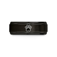 personalized couples rings present – black & rose gold tungsten cat paw wedding band