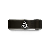 couple rings tungsten carbide – black & silver tungsten earth elemental triangle wedding band