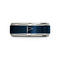 custom couple band rings – blue & grey tungsten regatta pennant rope wedding band