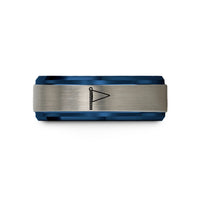 matching rings for couples – blue & gray tungsten regatta pennant rope wedding band