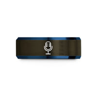 unisex tungsten wedding band – gunmetal & blue tungsten studio microphone wedding band