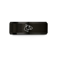 engraved rings for pairs – black tungsten hairless rat wedding band