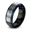 Shark – Tungsten Wedding Band, 8 mm, Grey, Black Comfort-Fit Unisex