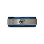 personalized couple presents – blue & grey tungsten shark wedding band