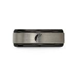 stylish wedding rings unisex – black & grey tungsten feather birds wedding band