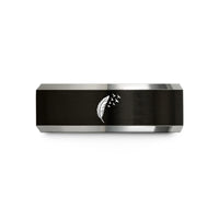 unisex tungsten ring design – black & grey tungsten feather birds wedding band