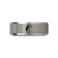 engraved ring for couples – black & gray tungsten feather birds wedding band