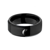 couples matching wedding rings – black tungsten feather birds wedding band