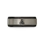 unisex tungsten band style – black & blue & gray tungsten helmeted scooter rider wedding band