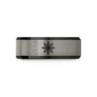 Unisex tungsten wedding band – black & blue & grey tungsten the star wedding band