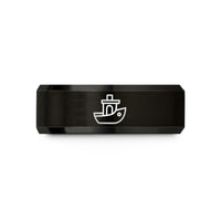 matching bands for couples – black tungsten benchy boat wedding band