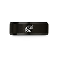 matching bands for couples – black tungsten knee drag corner wedding band
