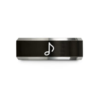 engraved couple rings set – black & gray tungsten rest mark wedding band