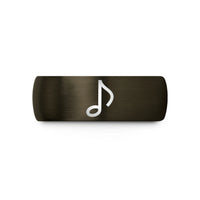 engraved couple rings set – gunmetal & black tungsten rest mark wedding band
