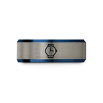 his and hers wedding rings – blue & grey tungsten watch glass wedding band