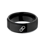 Engraved ring for couples – black tungsten chain link wedding band
