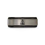 couples tungsten ring – black & blue & grey tungsten cutter sailboat wedding band