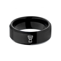 customized couple rings – black tungsten djembe wedding band