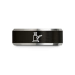 unisex tungsten ring – black & gray tungsten hydraulic jack wedding band