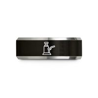 unisex tungsten ring – black & gray tungsten hydraulic jack wedding band