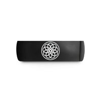 unique wedding jewelry – black tungsten hypotrochoid rosette wedding band