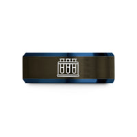 tungsten bands for him – gunmetal & blue tungsten test tube rack wedding band