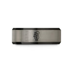 tungsten couple bands – black & grey tungsten bass headstock wedding band