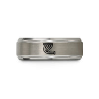 custom rings for partners – grey tungsten exhaust header wedding band