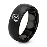 Wedding Ring for Him And Her – black tungsten friesian silhouette bridle ring
