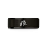 engraved tungsten rings couples – black tungsten friesian silhouette bridle wedding band