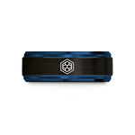 tungsten bands for couples – black & blue tungsten hex ring honeycomb wedding band