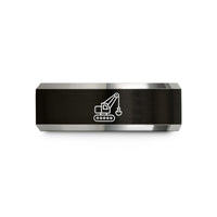 black tungsten mens ring – black & silver tungsten electric rope shovel wedding band