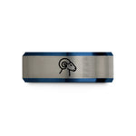 men's tungsten wedding band – black & blue & grey tungsten ram wedding band