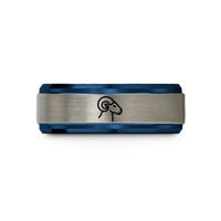 couples tungsten wedding band – blue & silver tungsten ram wedding band