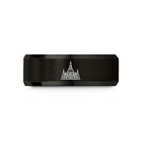 his and hers wedding bands – black & gold tungsten shwedagon pagoda wedding band