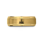 engraved wedding rings set – gold tungsten shwedagon pagoda wedding band